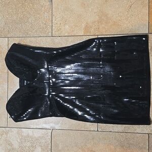 EXPRESS Strapless Black Sequin Mini Dress